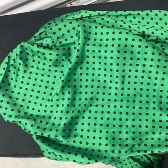 Zara Green Polka Dot Blouse Size Small - Picture 2 of 3